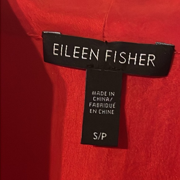 Eileen Fisher 100% silk Caftan Top. Lovely bright orange, red color. Size SP - Picture 3 of 16